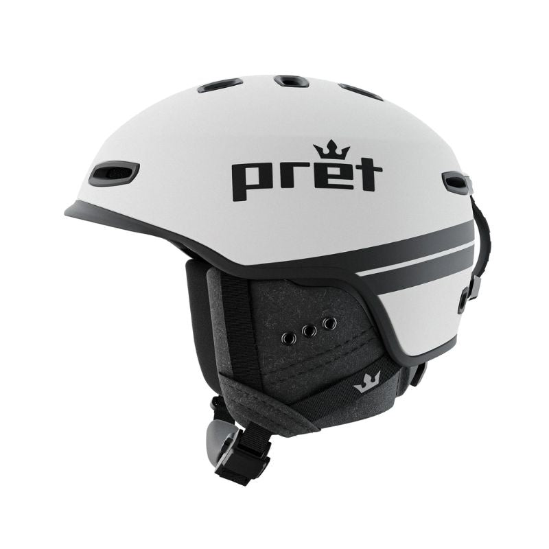 black and white stripe motorcycle helmet Pret Helmets Cynic Helmet White Stripe, S