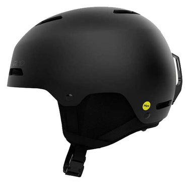 Black helmet with a visible brand logo on a white background