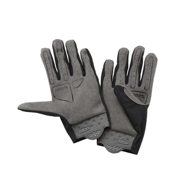 Pair of gray gloves with black accents on a white background