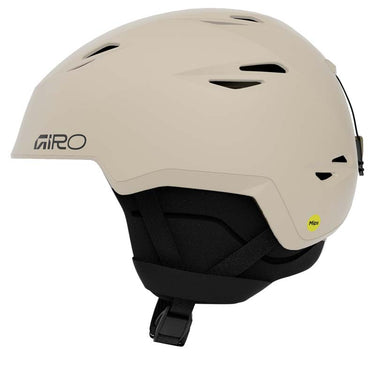 Beige helmet with Giro logo on a white background