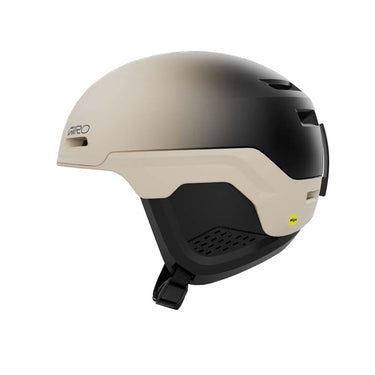 Beige and black helmet on a white background