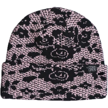 Corduroy Lace Beanie - Pink